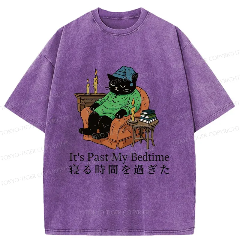Tokyo-Tiger Cat That Goes To Bed Early Washed T-Shirt