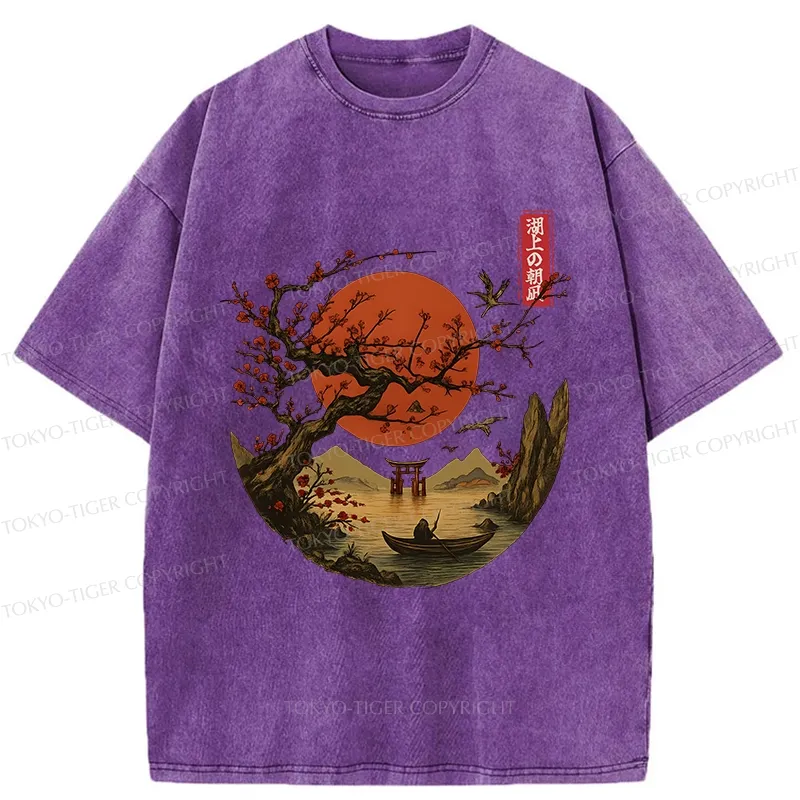 Tokyo-Tiger Japanese Tranquil Scenery Washed T-Shirt