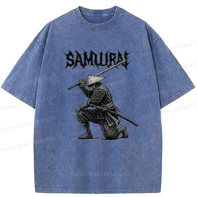 Tokyo-Tiger Retro Samurai Washed T-Shirt