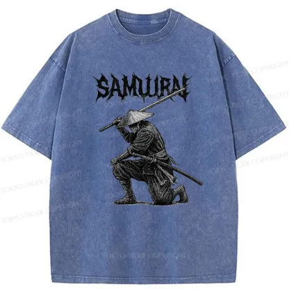 Tokyo-Tiger Retro Samurai Washed T-Shirt