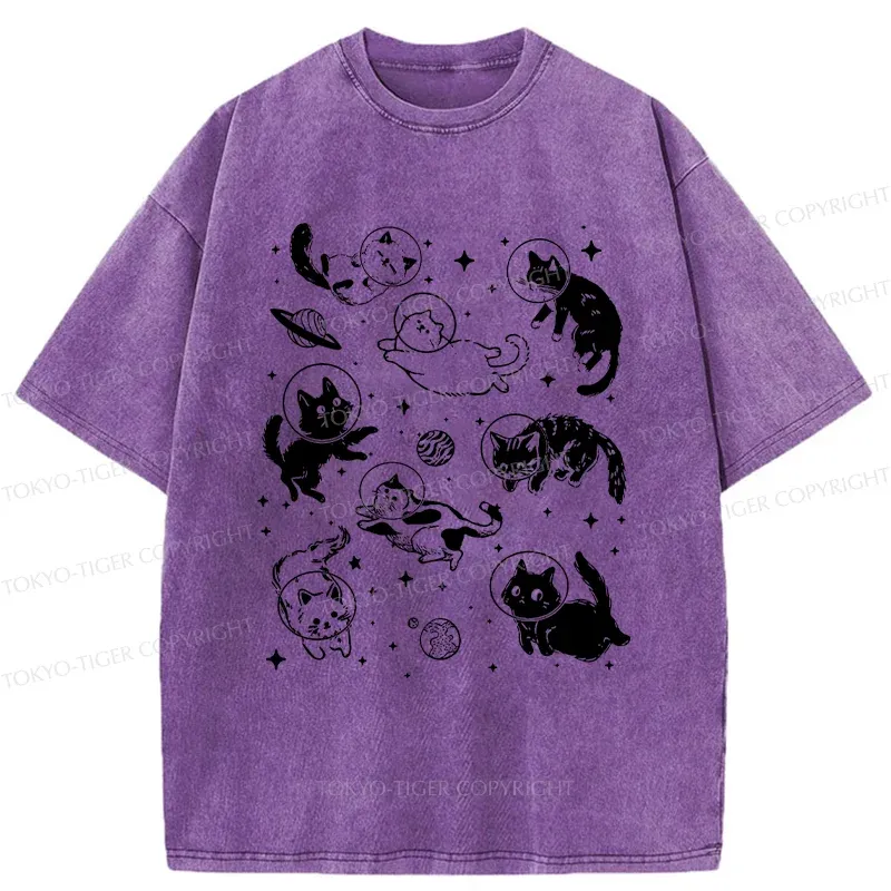Tokyo-Tiger Space Cat Washed T-Shirt