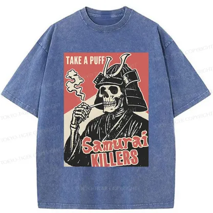 Tokyo-Tiger Smoking Samurai Washed T-Shirt