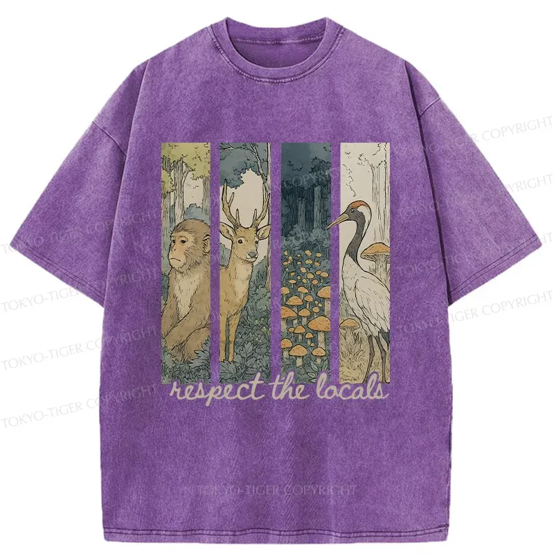 Tokyo-Tiger Japanese Local Animals And Plants Washed T-Shirt