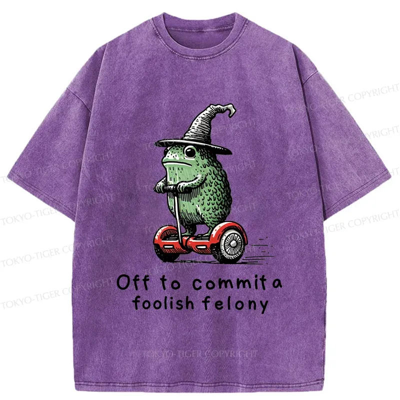 Tokyo-Tiger Japan Frog Riding A Balance Scooter Washed T-Shirt