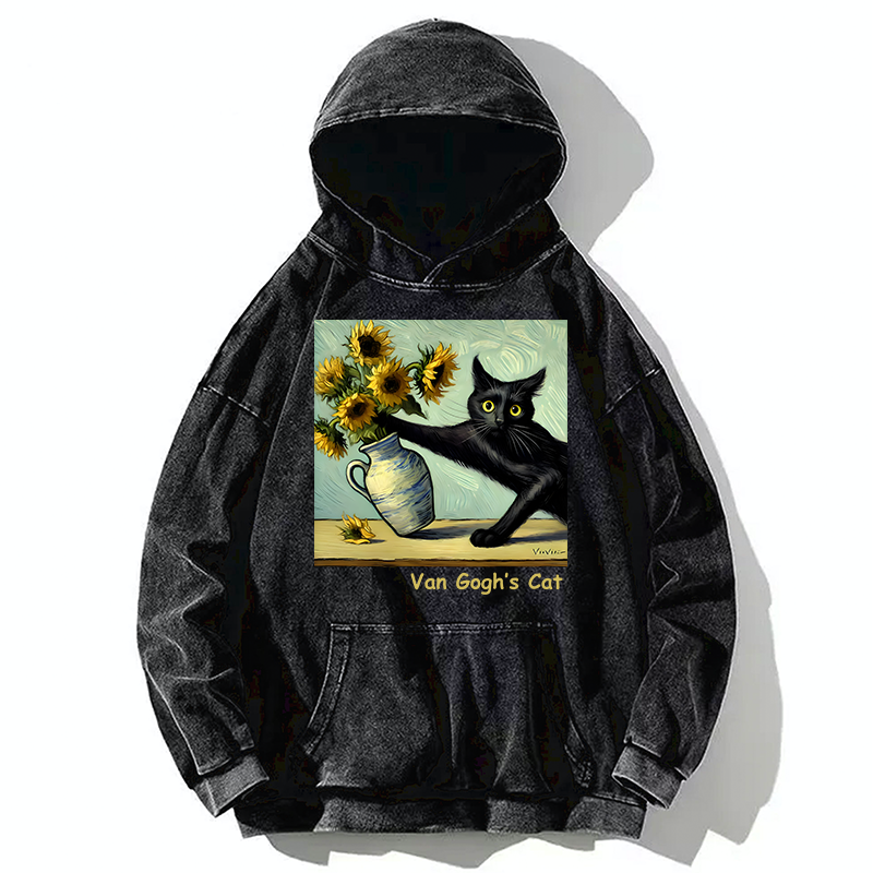 Tokyo-Tiger Van Gogh's Naughty Cat Washed Hoodie