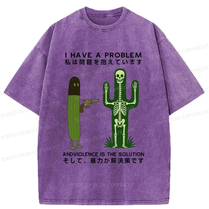Tokyo-Tiger Cactus Attack Washed T-Shirt