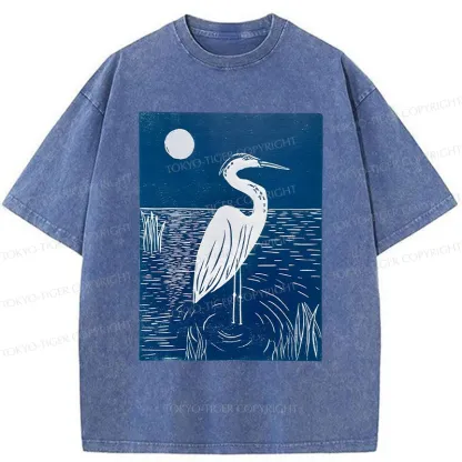 Tokyo-Tiger Woodcut Crested Lbis Washed T-Shirt