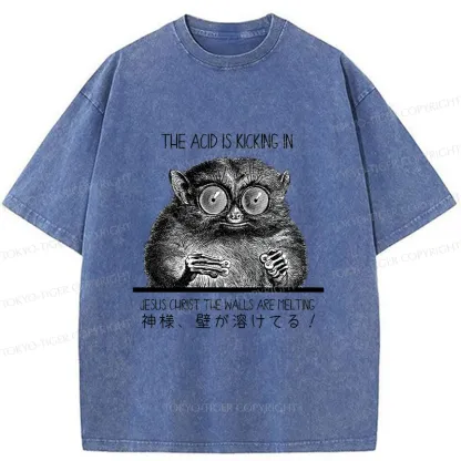 Tokyo-Tiger Tarsier Funny Washed T-Shirt
