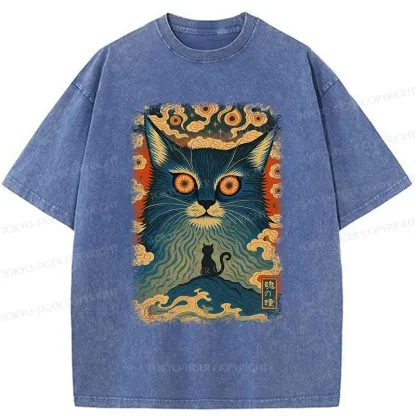 Tokyo-Tiger Eye Of The Soul-cat Washed T-Shirt