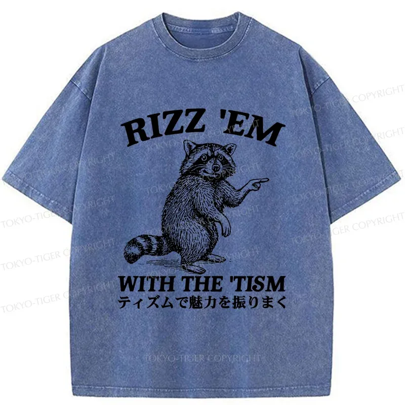 Tokyo-Tiger Funny Raccoon Charm Washed T-Shirt Sale