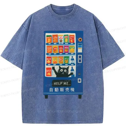 Tokyo-Tiger Cat Trapped In A Vending Machine Washed T-Shirt