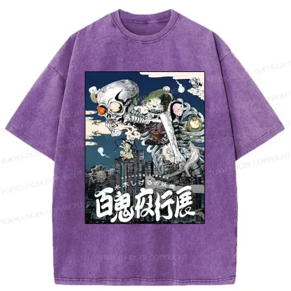 Tokyo-Tiger Japan Hundred Demons Exhibition Washed T-Shirt