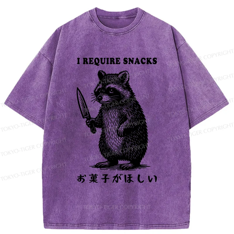 Tokyo-Tiger Raccoon Needs Candy Washed T-Shirt