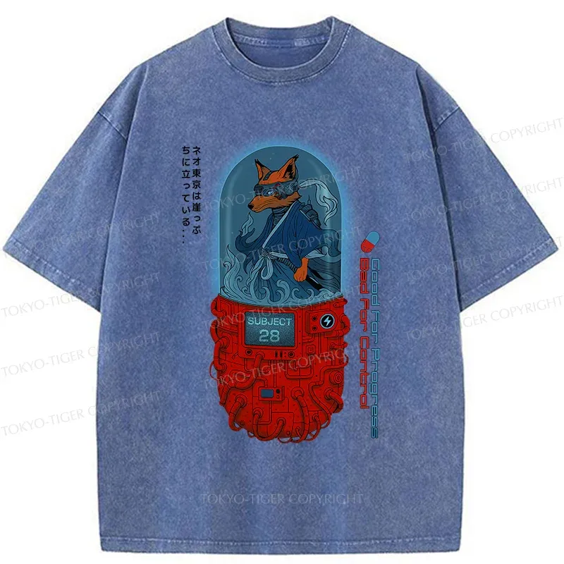 Tokyo-Tiger Fox Samurai Washed T-Shirt