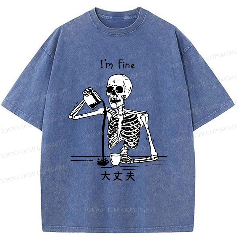Tokyo-Tiger Restless Skeleton Washed T-Shirt