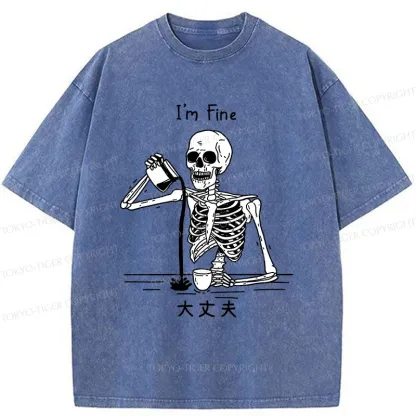 Tokyo-Tiger Restless Skeleton Washed T-Shirt