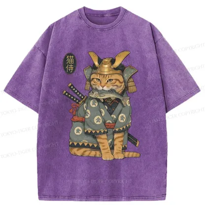 Tokyo-Tiger Cat Japanese General Washed T-Shirt