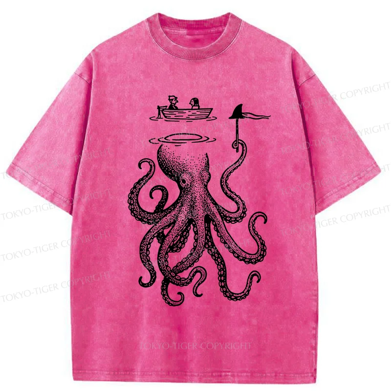Tokyo-Tiger Octopus Disguised As Shark Washed T-Shirt
