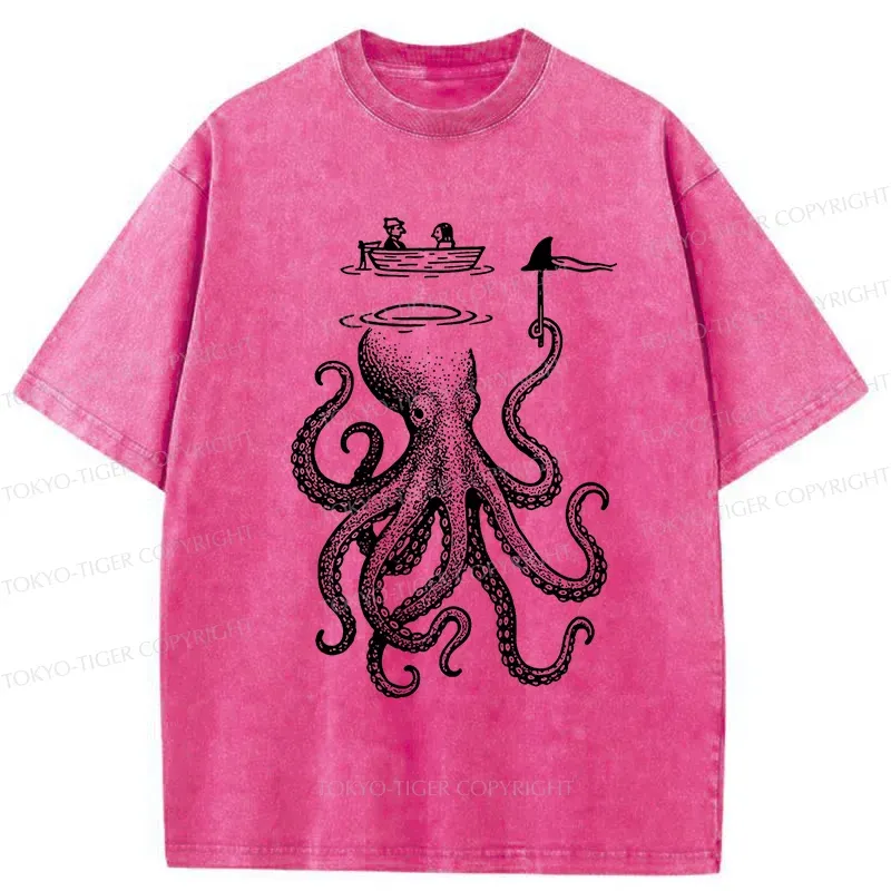 Tokyo-Tiger Octopus Disguised As Shark Washed T-Shirt