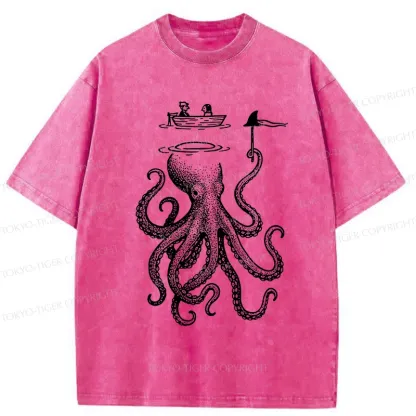 Tokyo-Tiger Octopus Disguised As Shark Washed T-Shirt