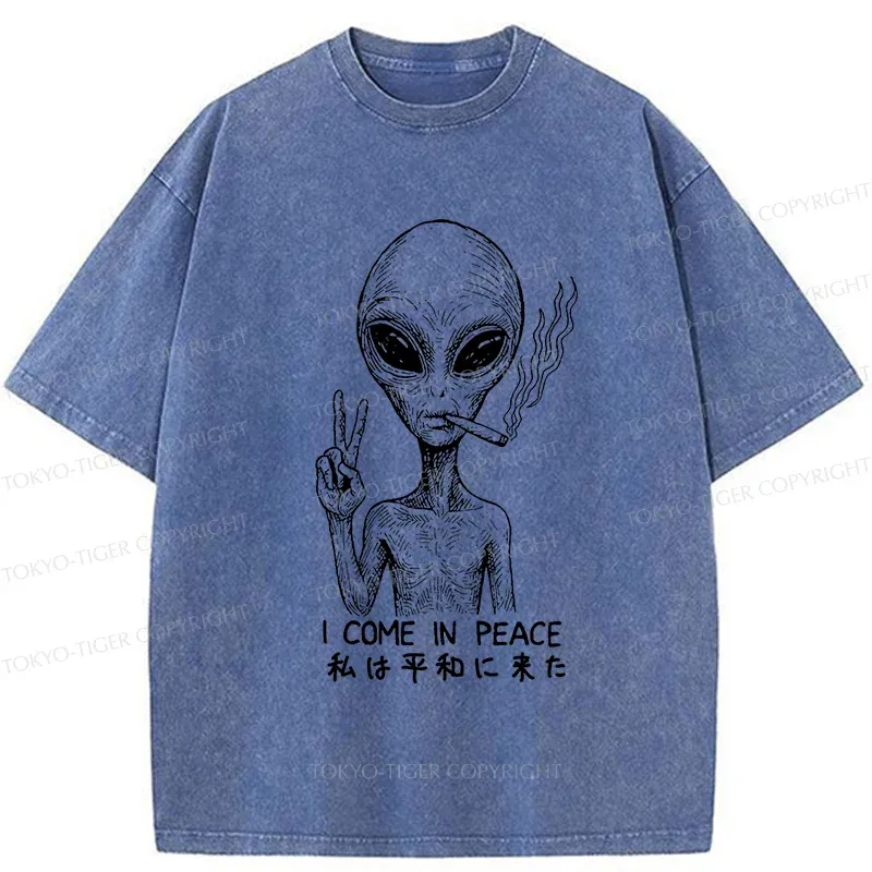 Tokyo-Tiger Aliens Come In Peace Washed T-Shirt