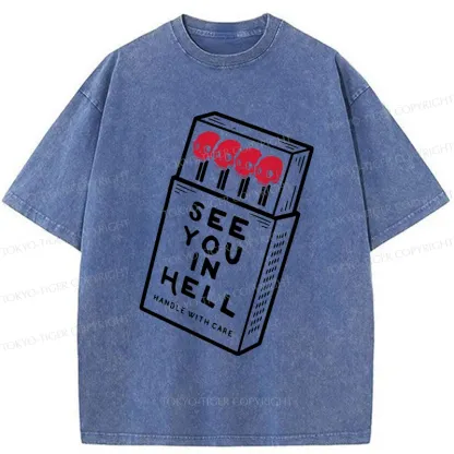 Tokyo-Tiger Skull In A Matchbox Washed T-Shirt