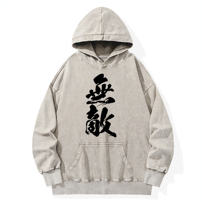 Tokyo-Tiger Invincible Japanese Kanji Washed Hoodie