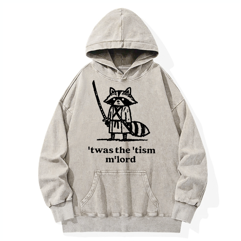 Tokyo-Tiger Focused Samurai Raccoon Washed Hoodie