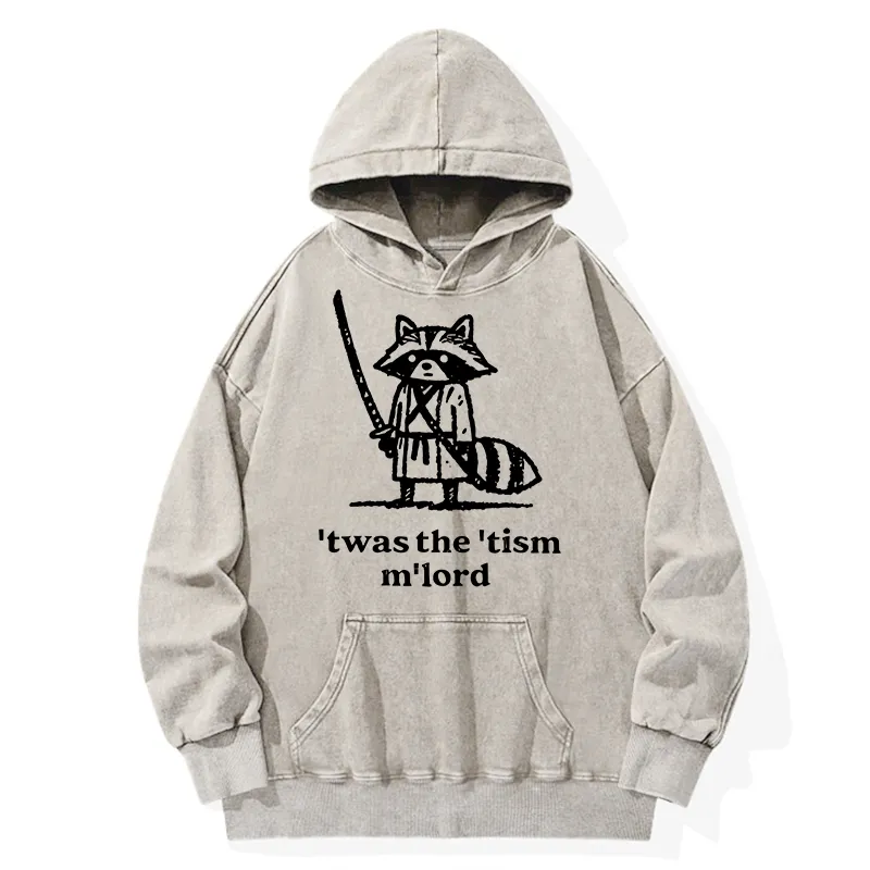 Tokyo-Tiger Focused Samurai Raccoon Washed Hoodie
