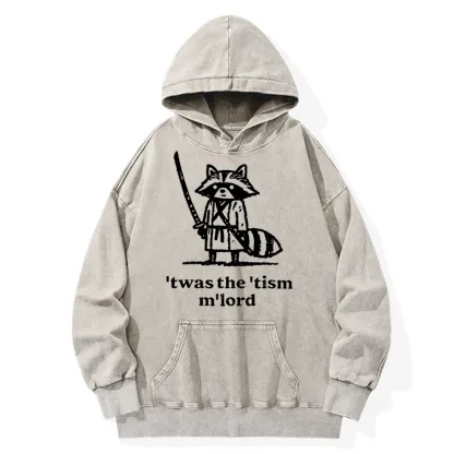 Tokyo-Tiger Focused Samurai Raccoon Washed Hoodie