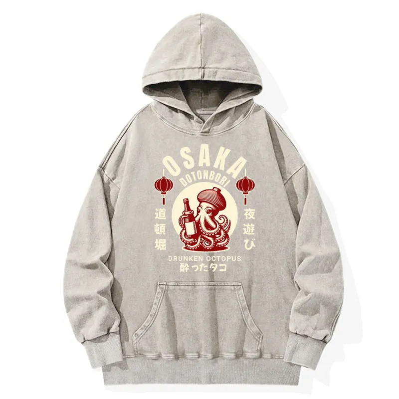 Tokyo-Tiger Retro Osaka Octopus Washed Hoodie