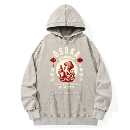 Tokyo-Tiger Retro Osaka Octopus Washed Hoodie