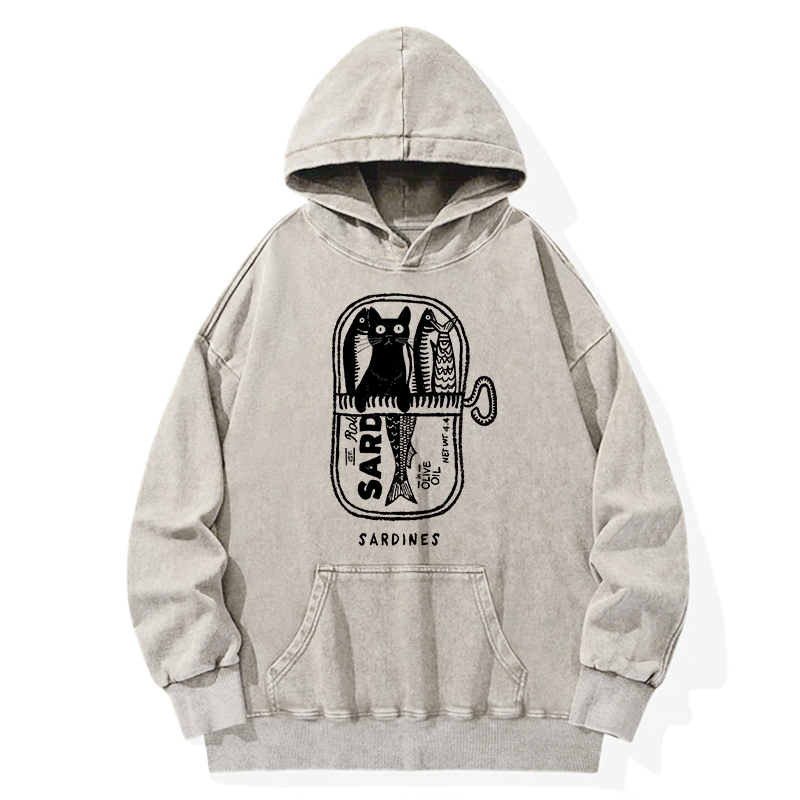 Tokyo-Tiger Cat Hiding In A Sardine Washed Hoodie