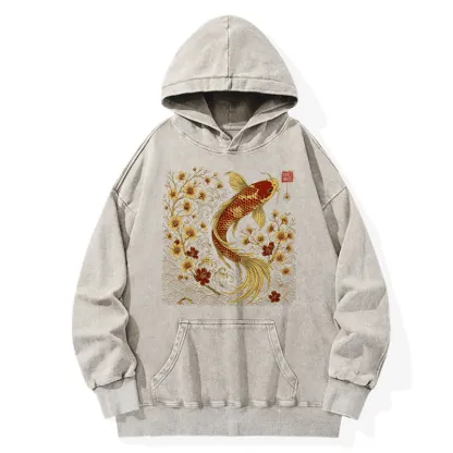 Tokyo-Tiger Vintage Sakura And Koi Washed Hoodie