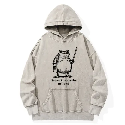 Tokyo-Tiger Funny Fat Samurai Frog Washed Hoodie