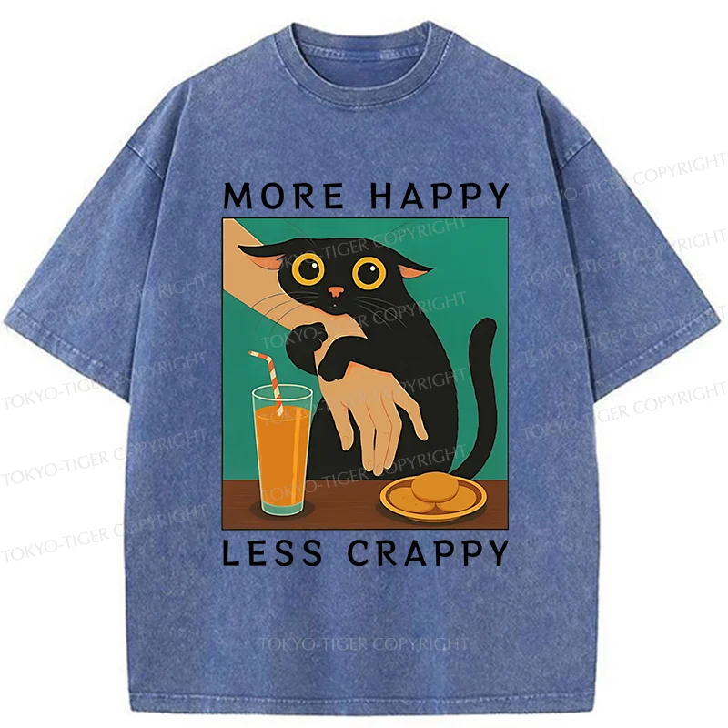 Tokyo-Tiger Cat Hugging Person Washed T-Shirt