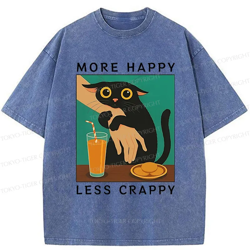 Tokyo-Tiger Cat Hugging Person Washed T-Shirt