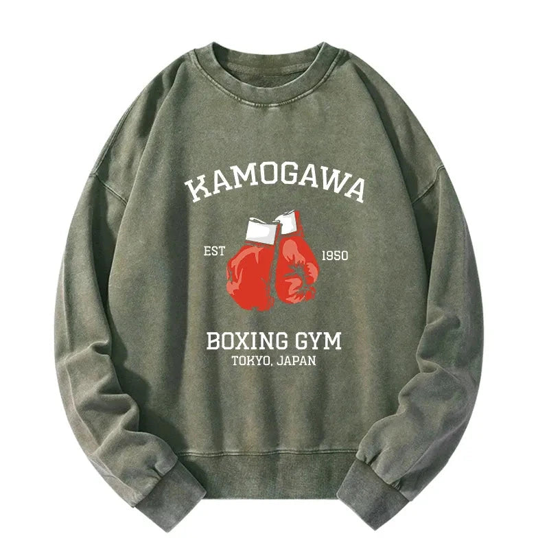 Tokyo-Tiger Retro Boxing Gloves Manga Anime Washed Sweatshirt