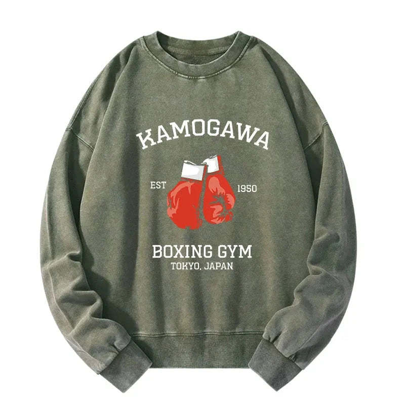 Tokyo-Tiger Retro Boxing Gloves Manga Anime Washed Sweatshirt