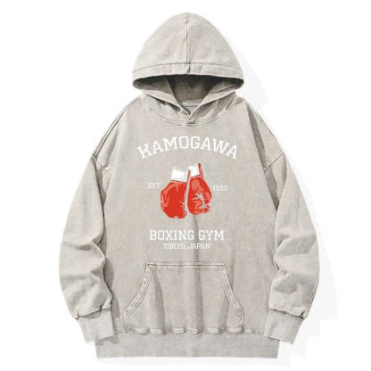 Tokyo-Tiger Retro Boxing Gloves Manga Anime Washed Hoodie