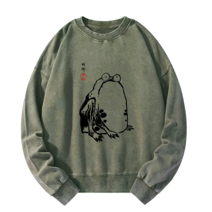 Tokyo-Tiger Grumpy Frog Matsumoto Hoji Washed Sweatshirt