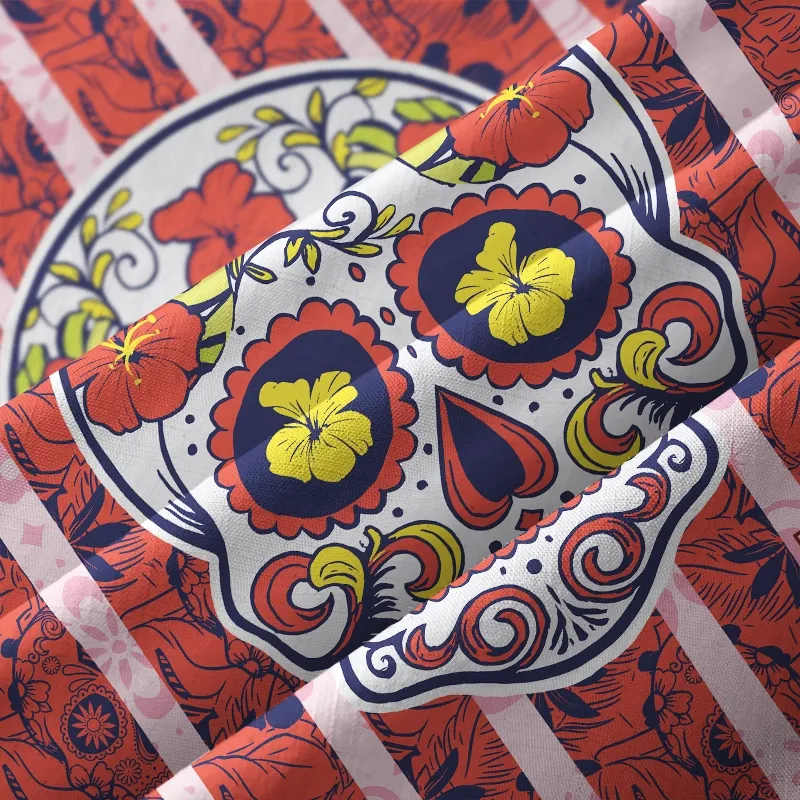 Tokyo-Tiger Blooming Skull Button-up Shirt