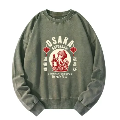 Tokyo-Tiger Retro Osaka Octopus Washed Sweatshirt