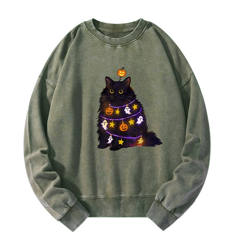 Tokyo-Tiger Halloween Cat Washed Sweatshirt