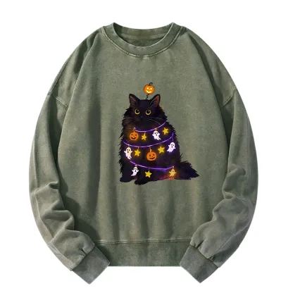 Tokyo-Tiger Halloween Cat Washed Sweatshirt