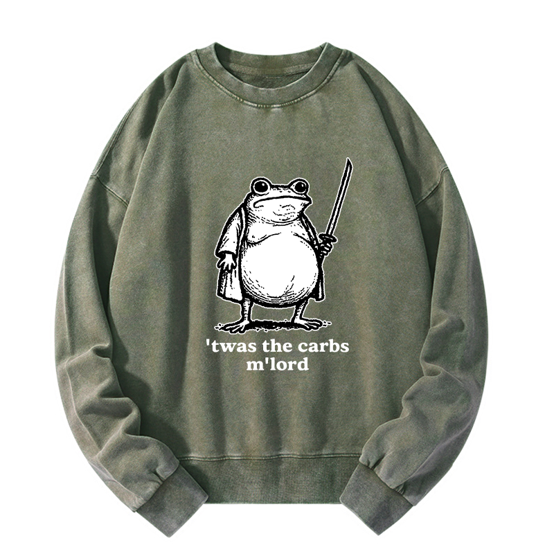 Tokyo-Tiger Funny Fat Samurai Frog Washed Sweatshirt