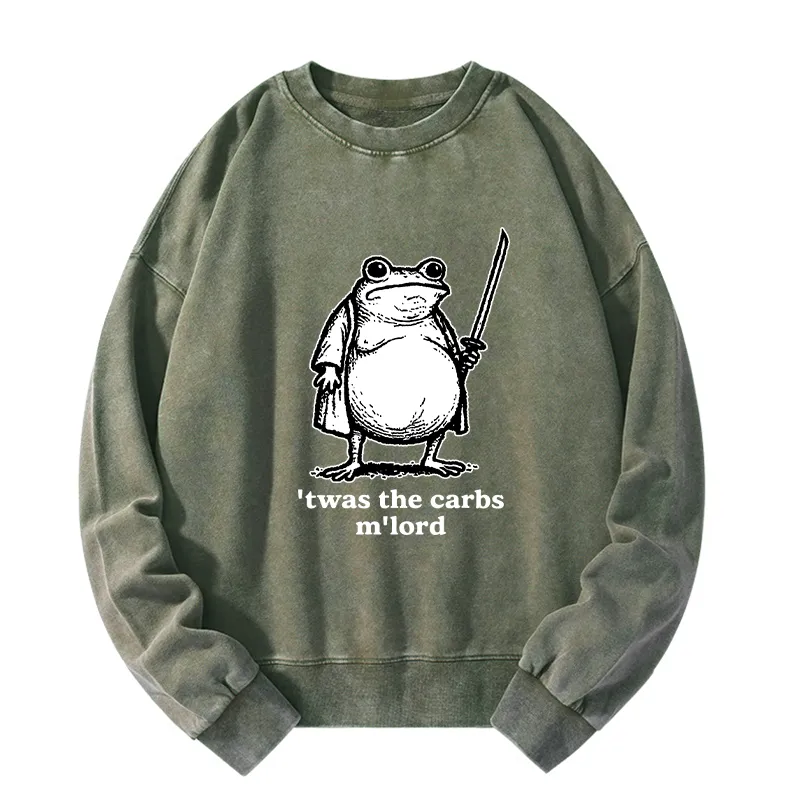 Tokyo-Tiger Funny Fat Samurai Frog Washed Sweatshirt