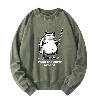 Tokyo-Tiger Funny Fat Samurai Frog Washed Sweatshirt