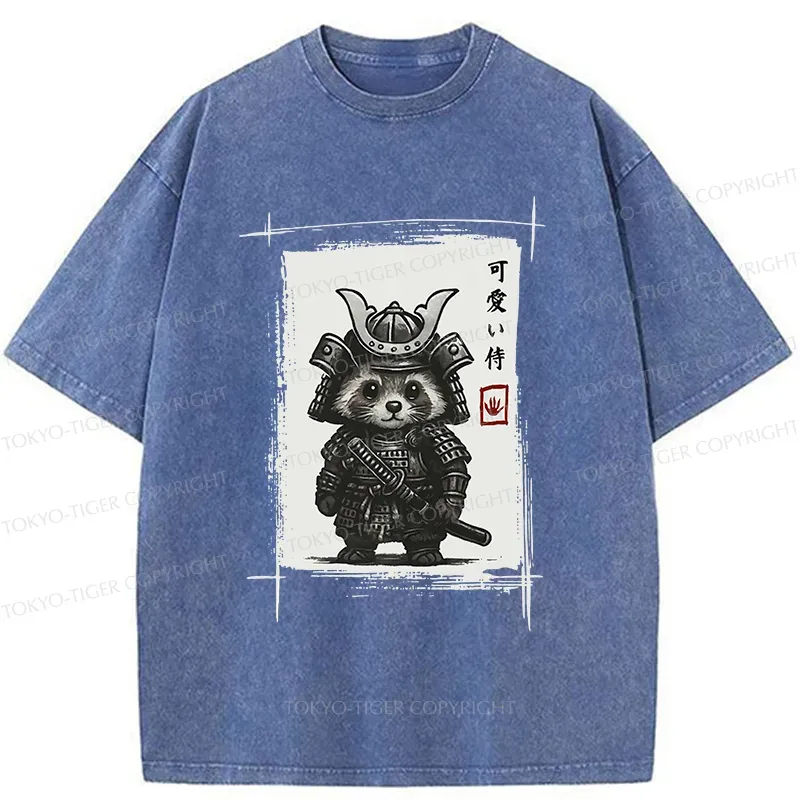 Tokyo-Tiger Samurai Baby Raccoon Washed T-Shirt