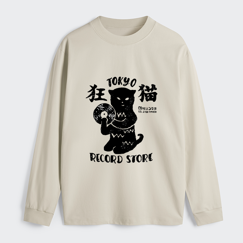 Tokyo-Tiger Tokyo Record Store Cat CD Classic Long Sleeve T-Shirt